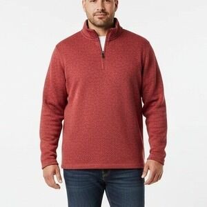 Wrangler 1/4 Zip Pullover Mens 2XL Red Cozy Fleece Long Sleeve Casual Minimalist